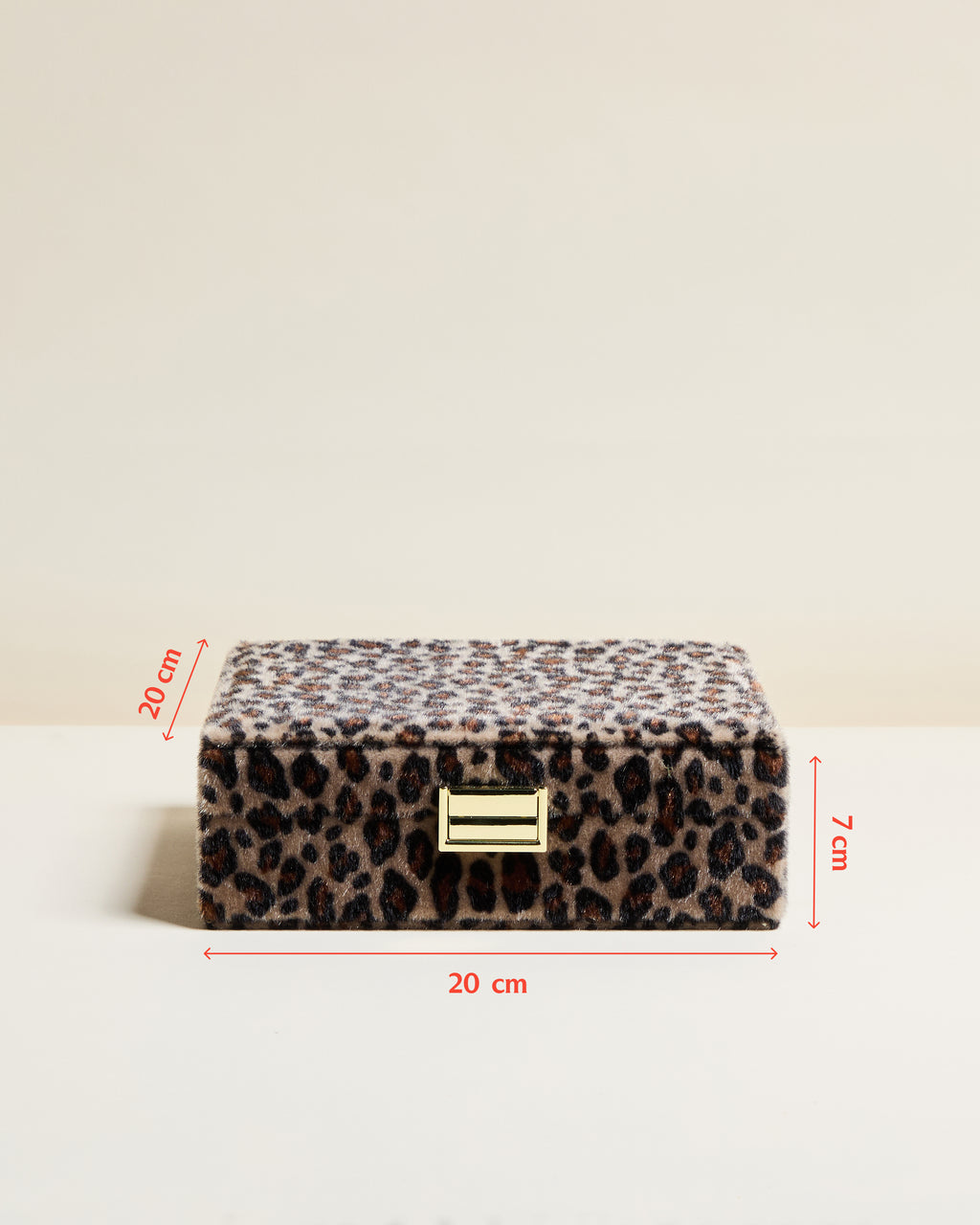 Joyero Anne de terciopelo con estampado de leopardo