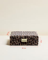 Joyero Anne de terciopelo con estampado de leopardo