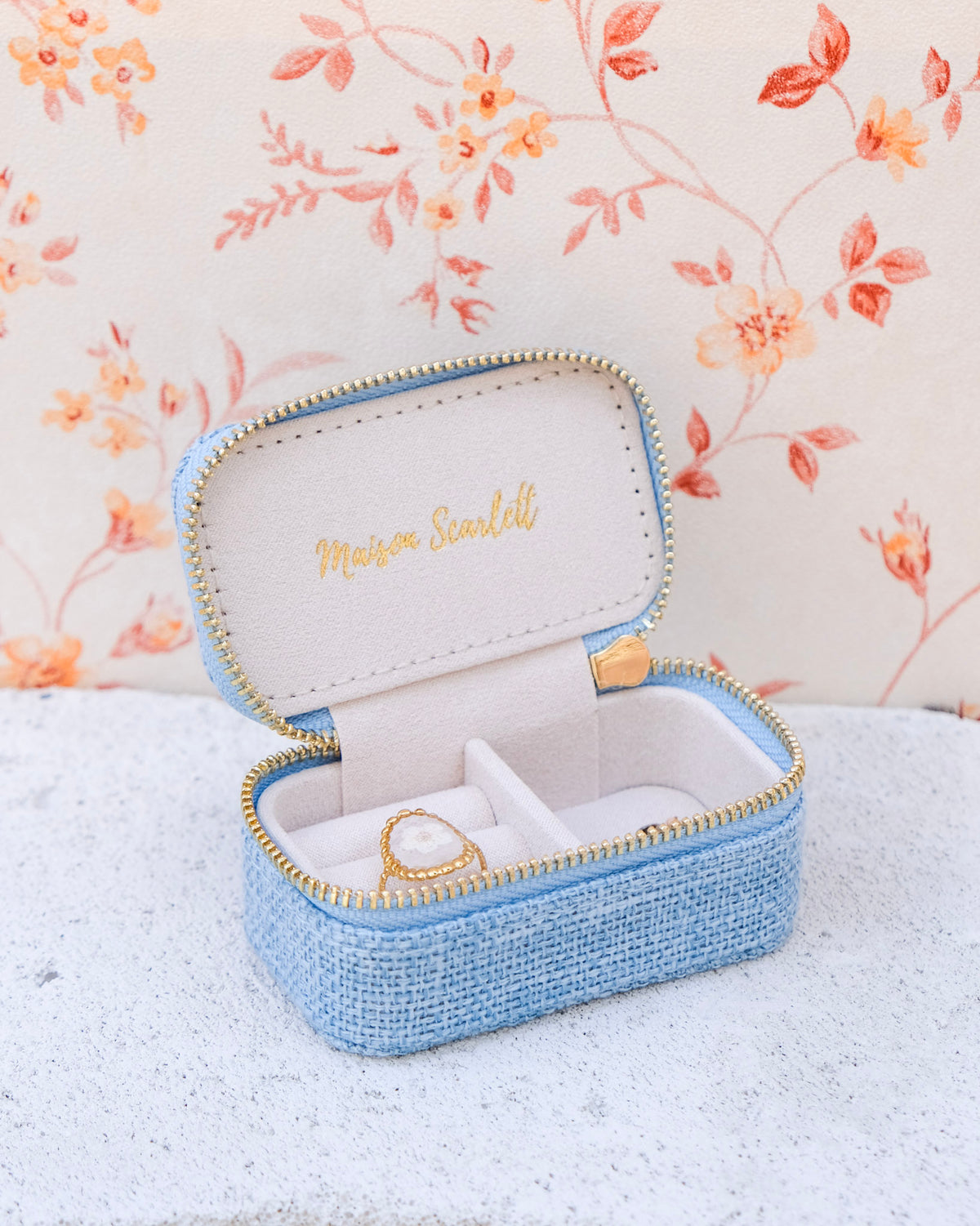 Mini joyero de viaje Marie efecto lino - outlet