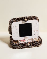 Joyero de viaje Brigitte de terciopelo con estampado de leopardo
