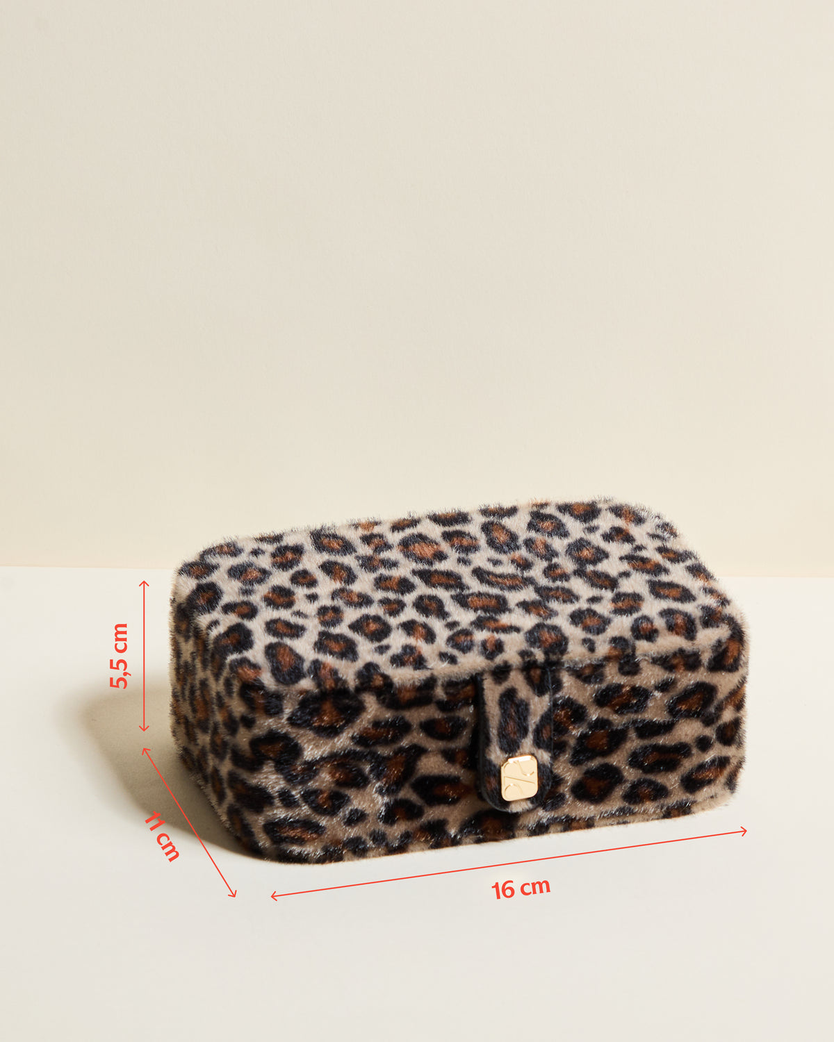 Joyero de viaje Brigitte de terciopelo con estampado de leopardo