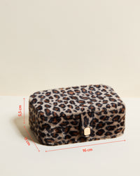 Joyero de viaje Brigitte de terciopelo con estampado de leopardo