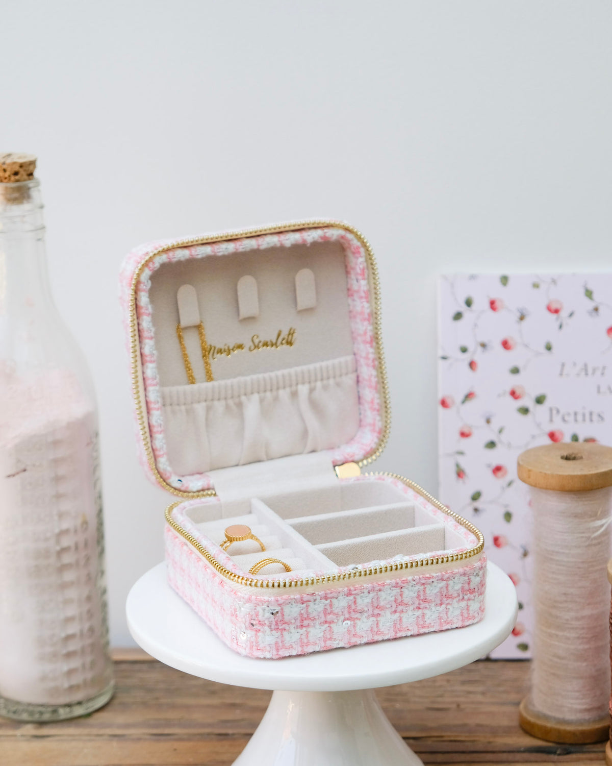 Joyero de viaje Corinne de pata de gallo - outlet