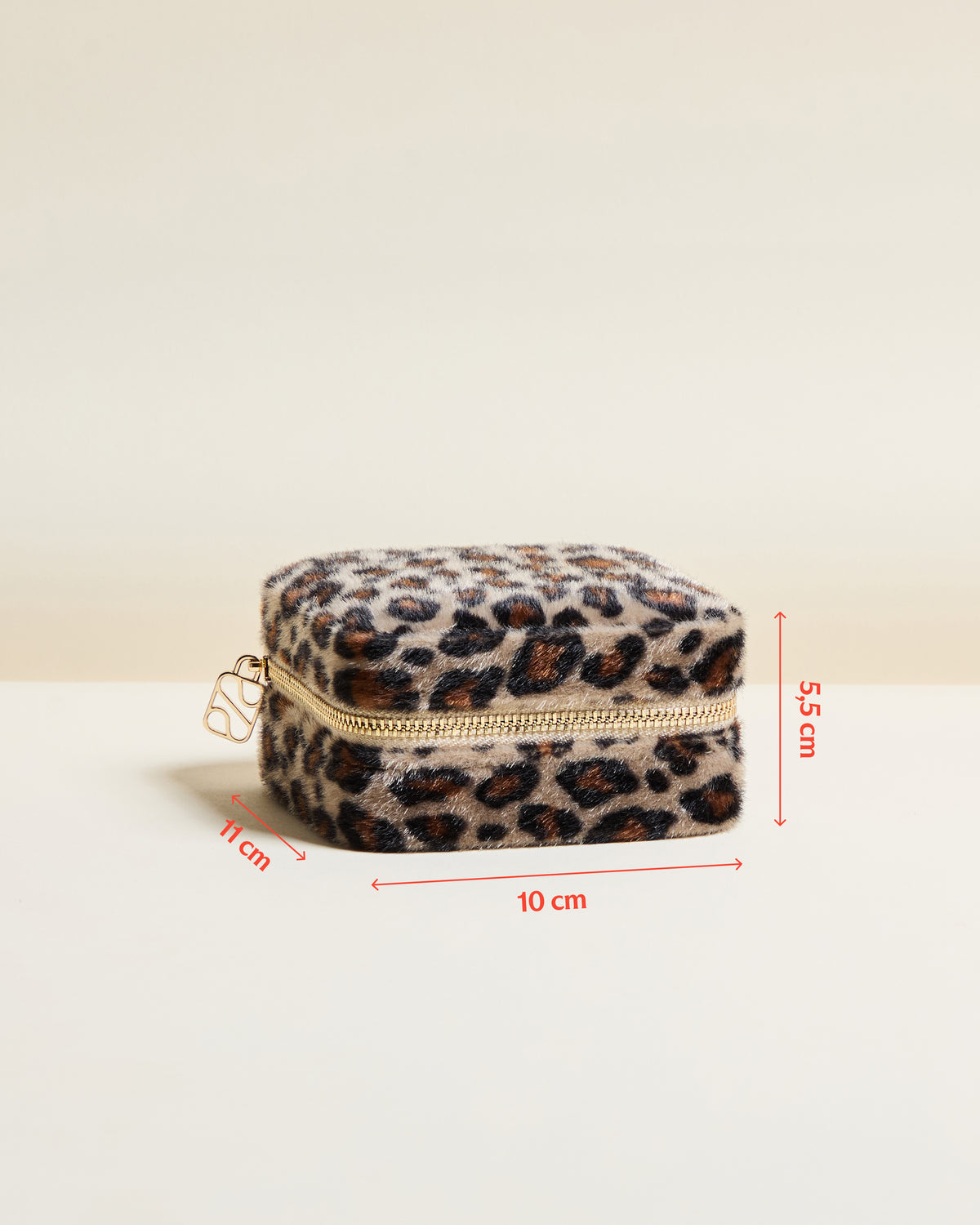 Joyero de viaje Corinne de terciopelo con estampado de leopardo