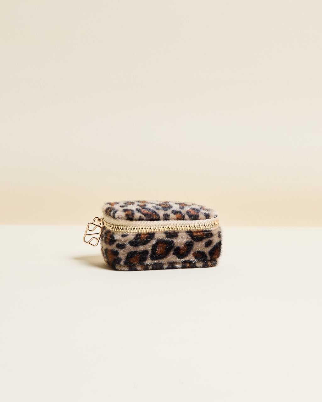 Minijoyero de viaje Marie de terciopelo con estampado de leopardo