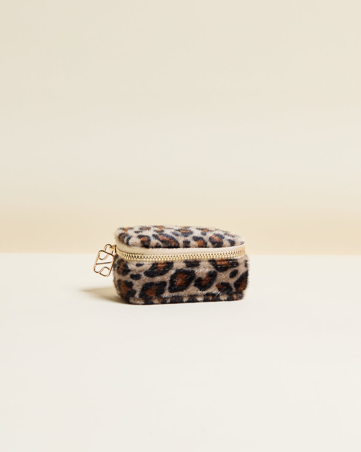 Minijoyero de viaje Marie de terciopelo con estampado de leopardo
