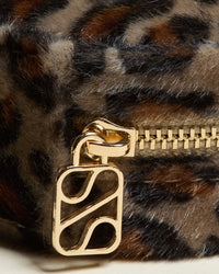 Joyero de viaje Yvonne de terciopelo con estampado de leopardo