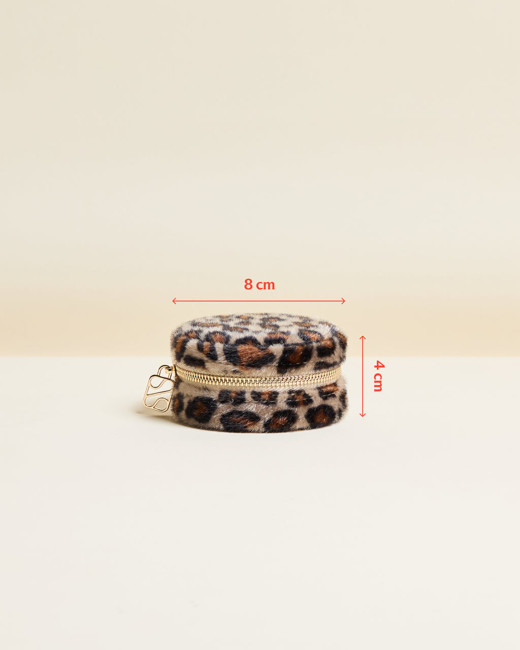 Joyero de viaje Yvonne de terciopelo con estampado de leopardo