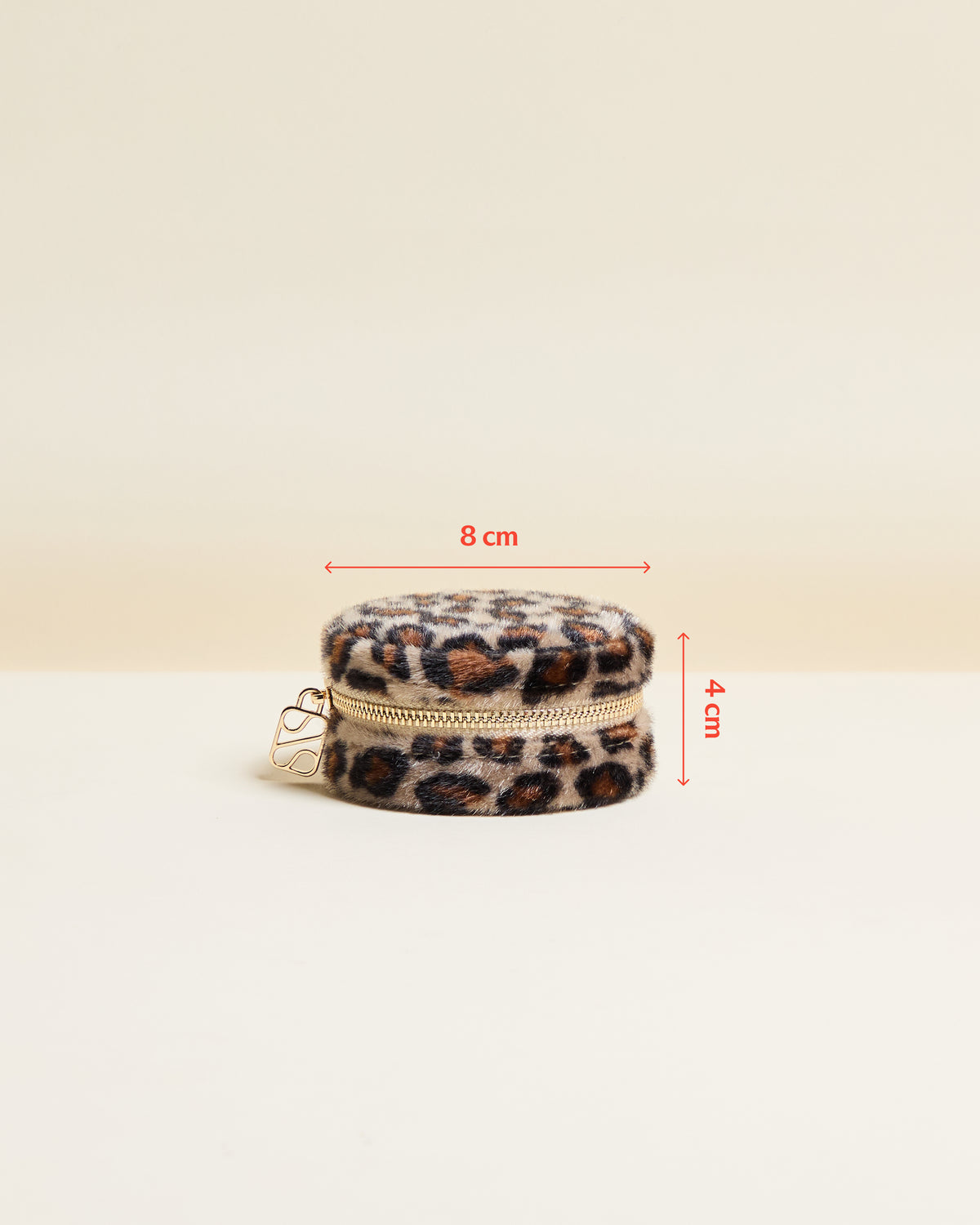Joyero de viaje Yvonne de terciopelo con estampado de leopardo