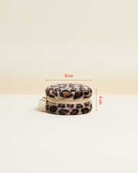 Joyero de viaje Yvonne de terciopelo con estampado de leopardo
