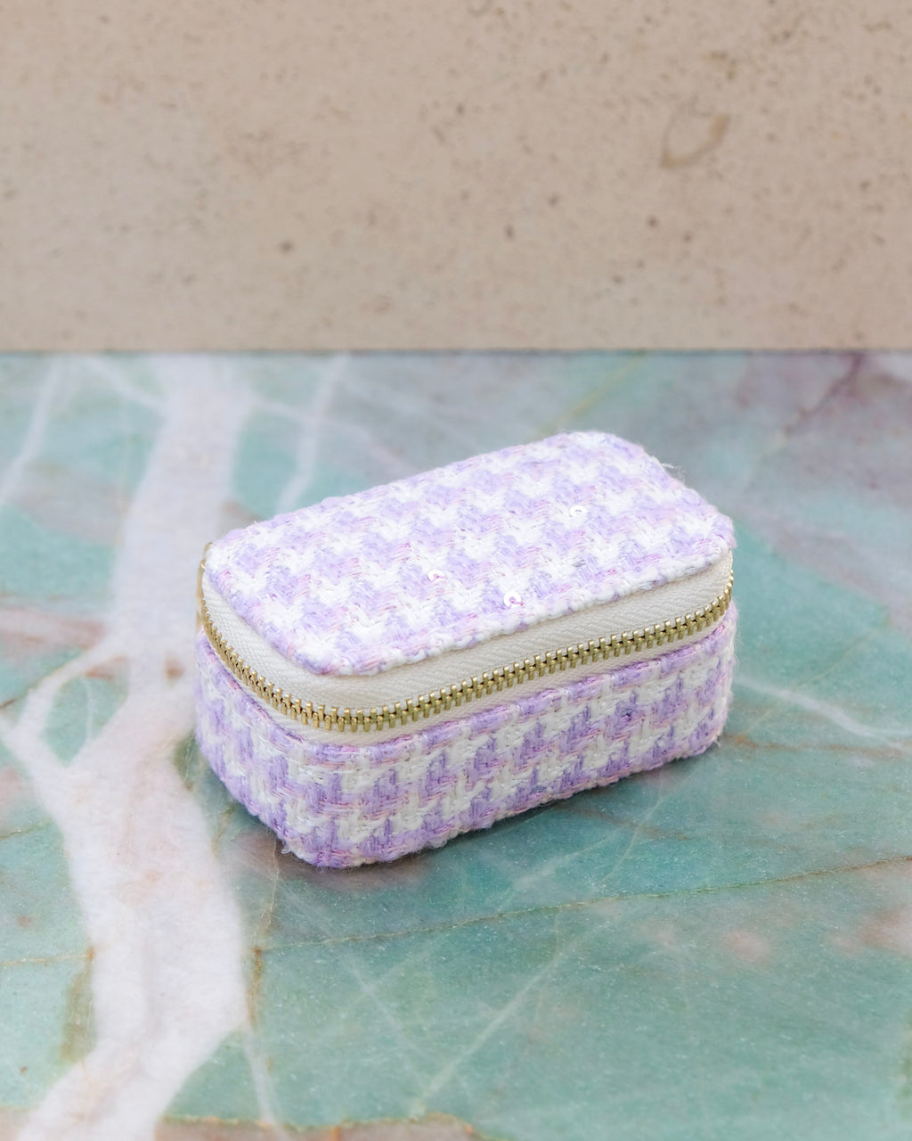 Minijoyero de viaje Marie con estampado de pata de gallo - outlet