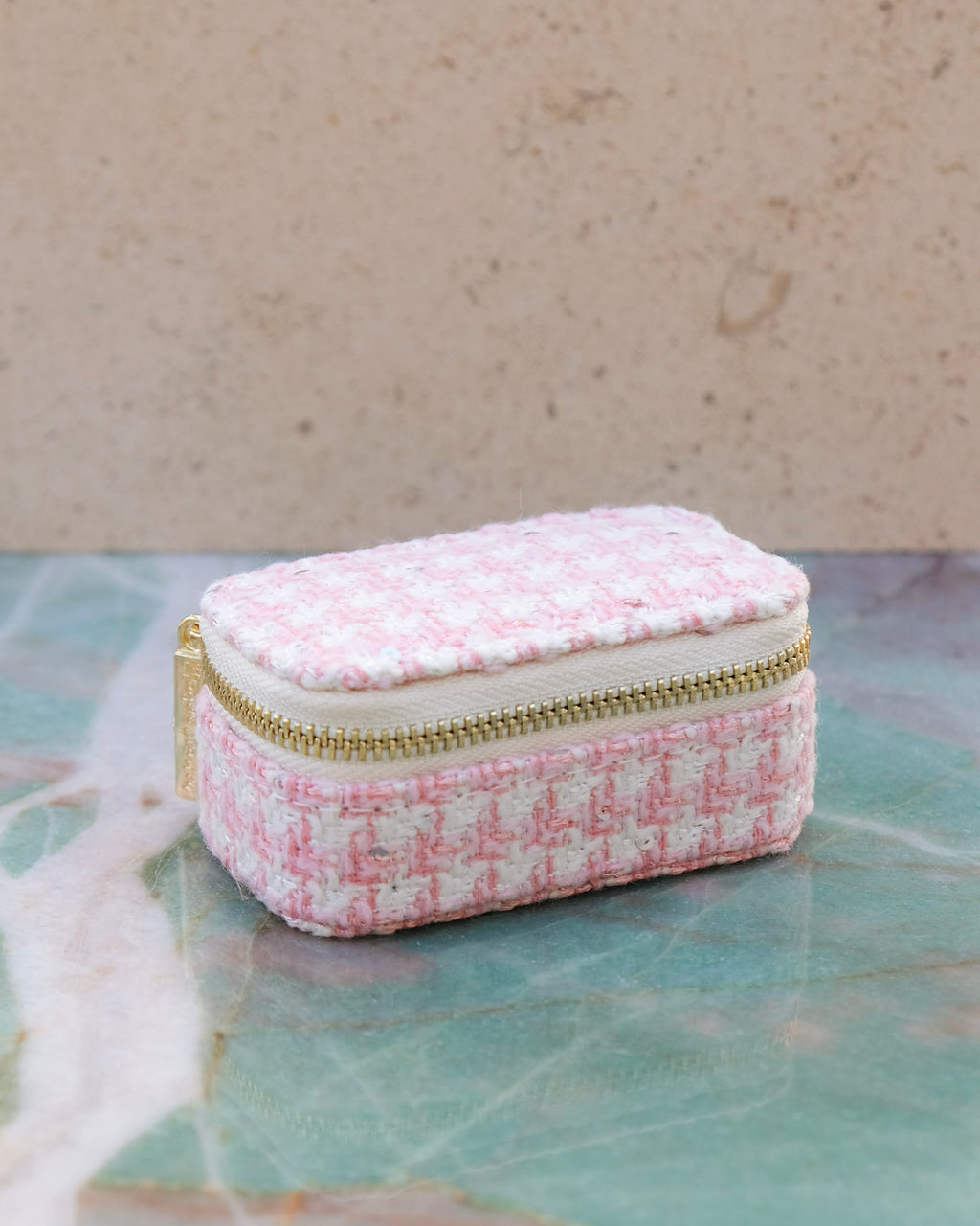 Minijoyero de viaje Marie con estampado de pata de gallo - outlet