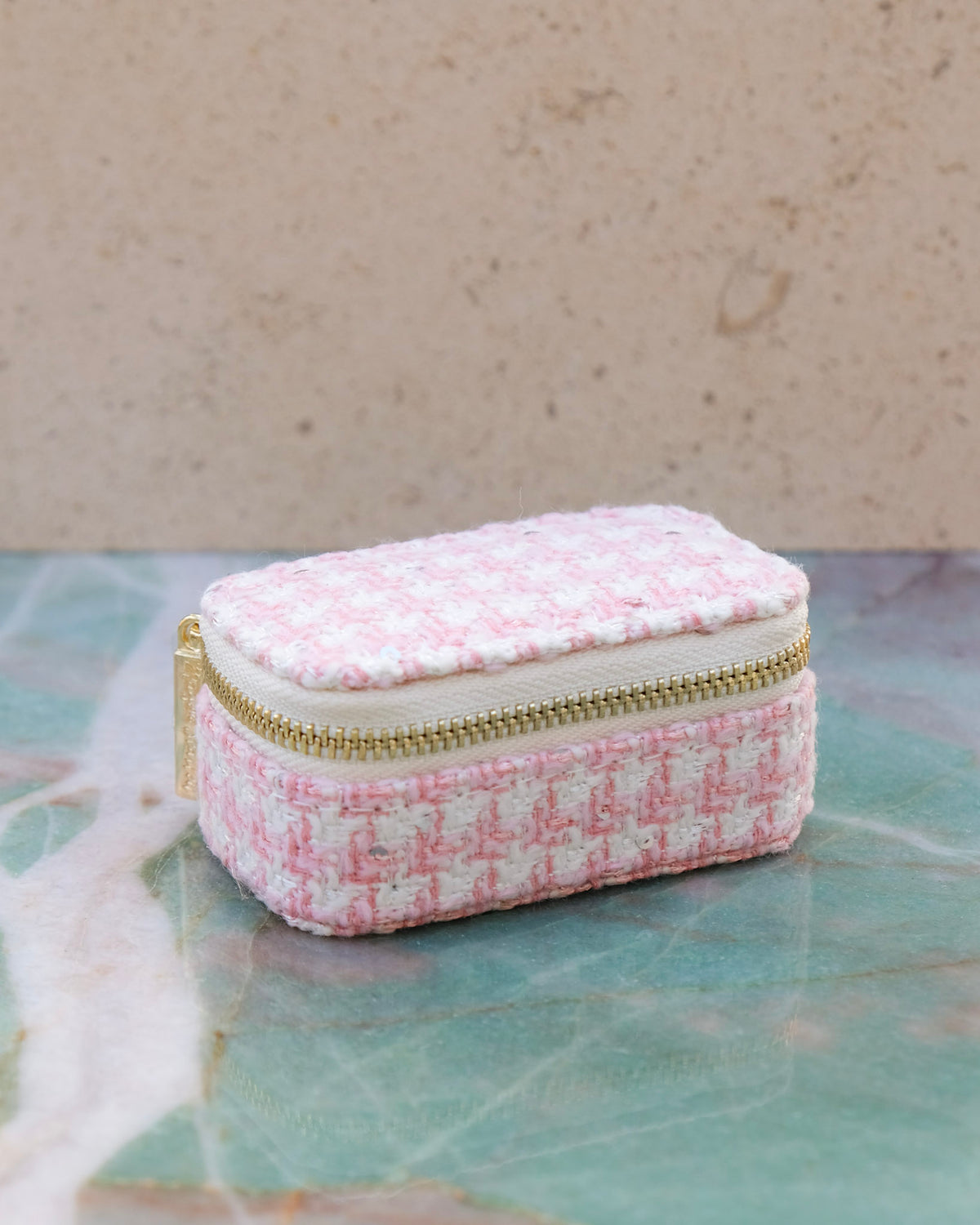 Minijoyero de viaje Marie con estampado de pata de gallo - outlet
