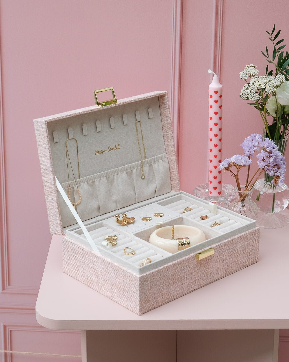 Joyero Louise con efecto lino - outlet