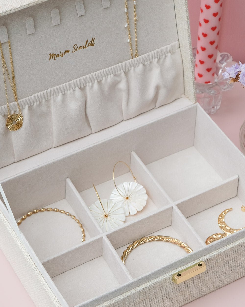 Joyero Louise con efecto lino - outlet
