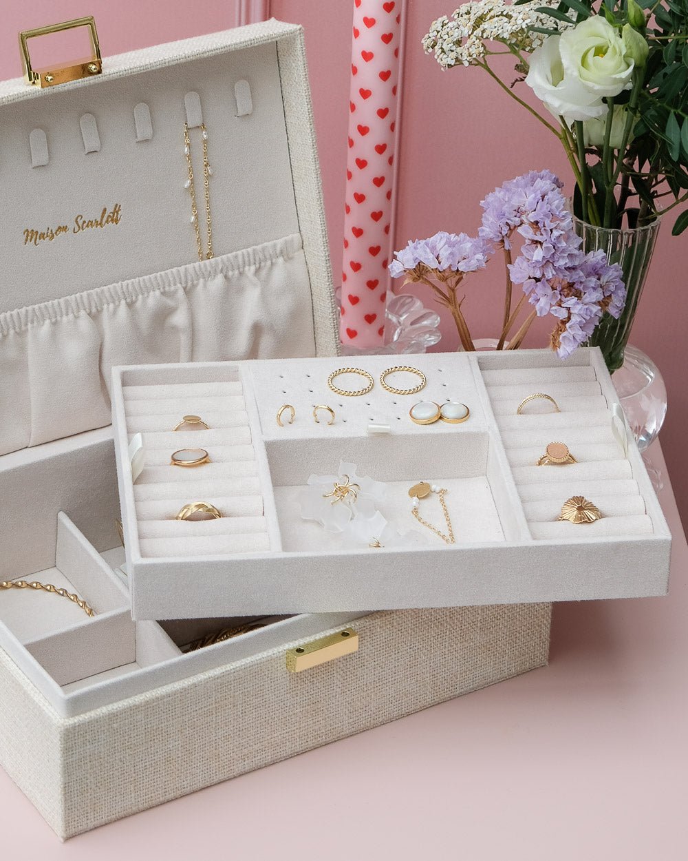 Joyero Louise con efecto lino - outlet