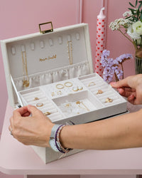 Joyero Louise con efecto lino - outlet