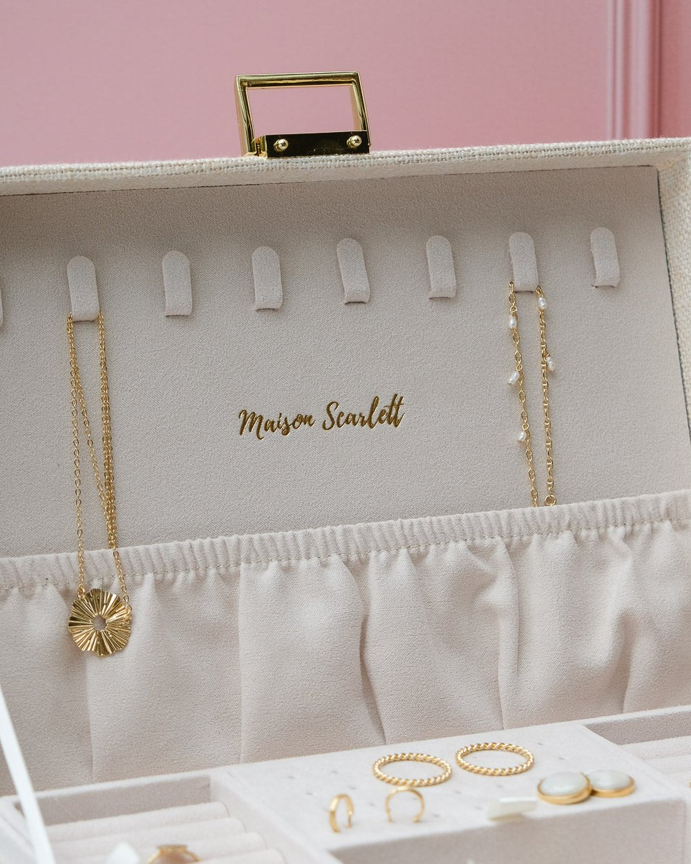 Joyero Louise con efecto lino - outlet