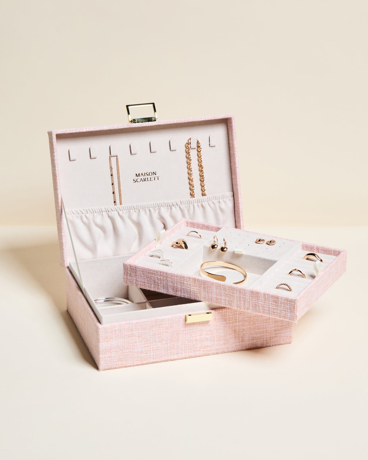 Joyero Louise con efecto lino