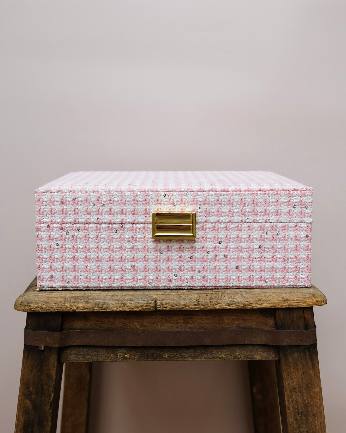 Joyero Louise con estampado de pata de gallo - outlet
