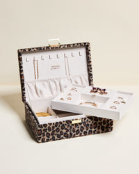 Joyero Louise de terciopelo con estampado de leopardo