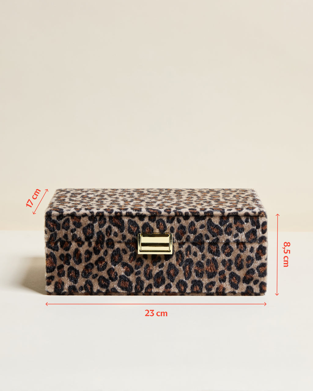 Joyero Louise de terciopelo con estampado de leopardo