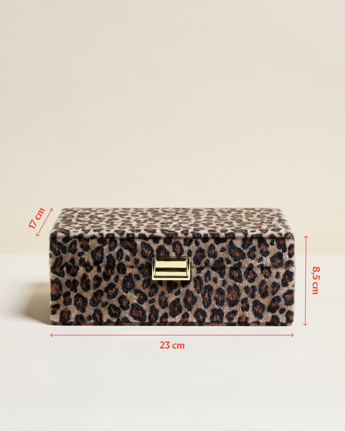 Joyero Louise de terciopelo con estampado de leopardo