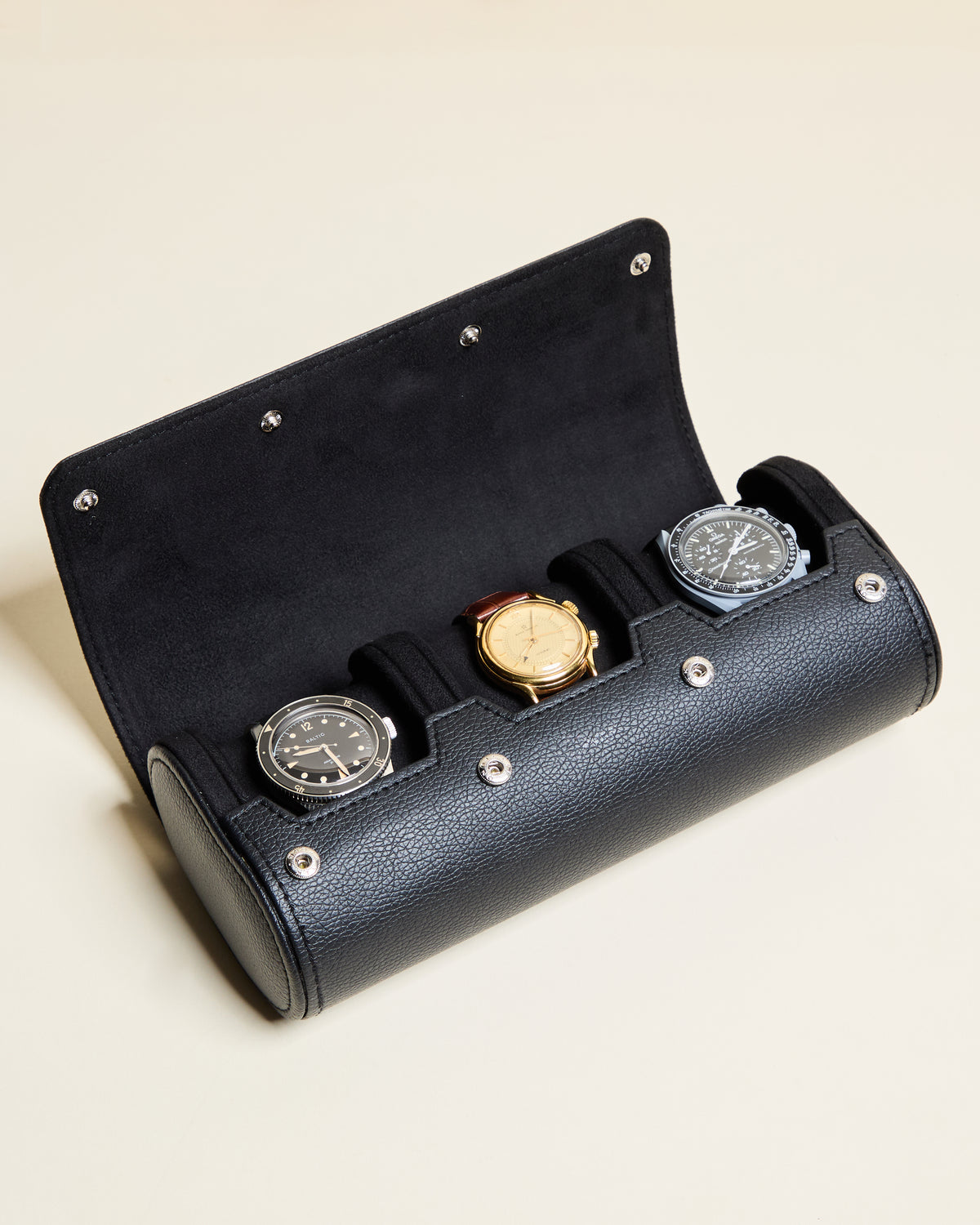 Estuche de viaje para relojes James con 3 compartimentos