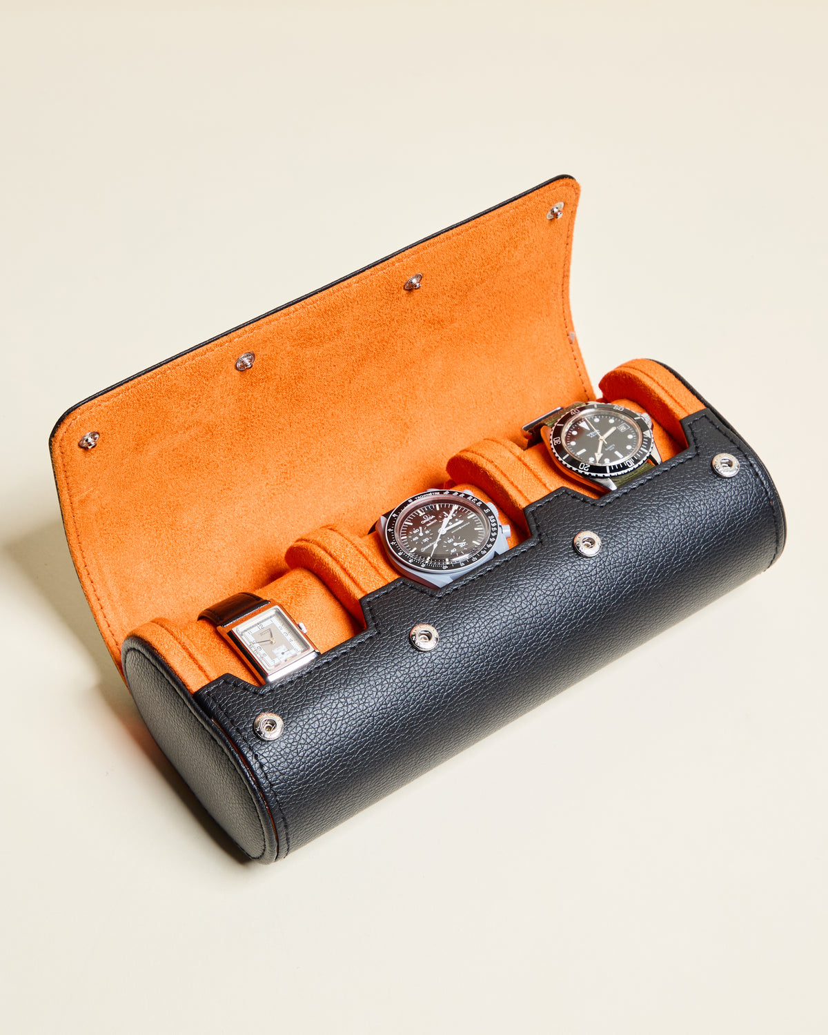 Estuche de viaje para relojes James con 3 compartimentos