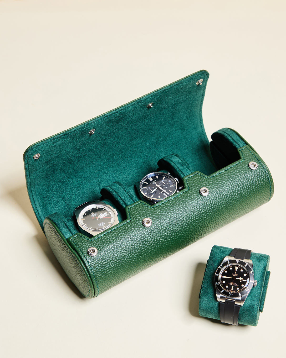 Estuche de viaje para relojes James con 3 compartimentos