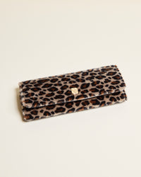 Estuche para joyas Catherine de terciopelo con estampado de leopardo
